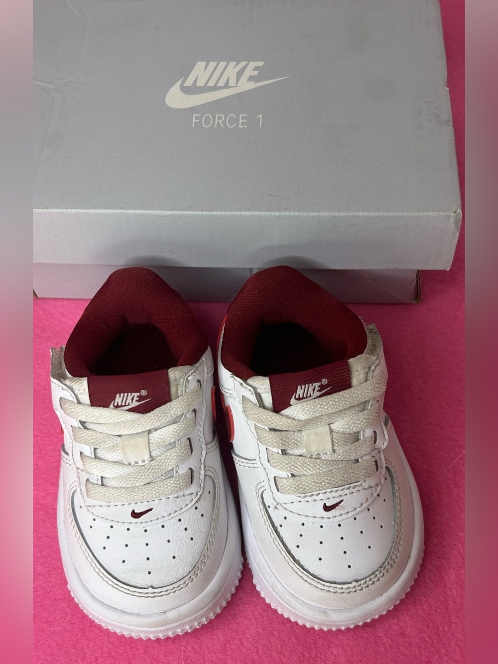 Nike Air Force 1 Toddler Low EasyOn Stretch Red & White Sz-4C